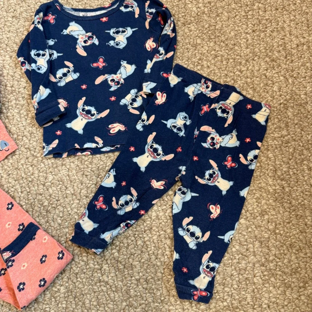 Disney Stitch‎ Pajamas 4 Piece Set Size 12 Months Little Dreamer Girls